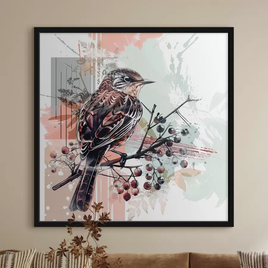 Fotobehang Een vogel op een tak f38273