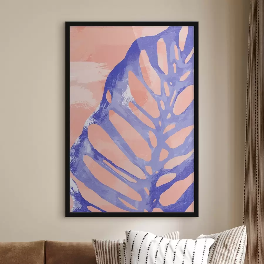 Papier peint photo Une feuille bleue et violette f38284