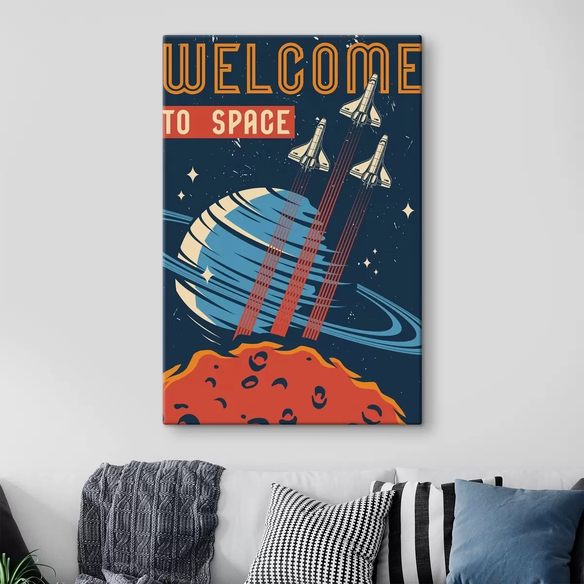  Schilderijen Een poster met vliegende spaceshuttles in de lucht s36832