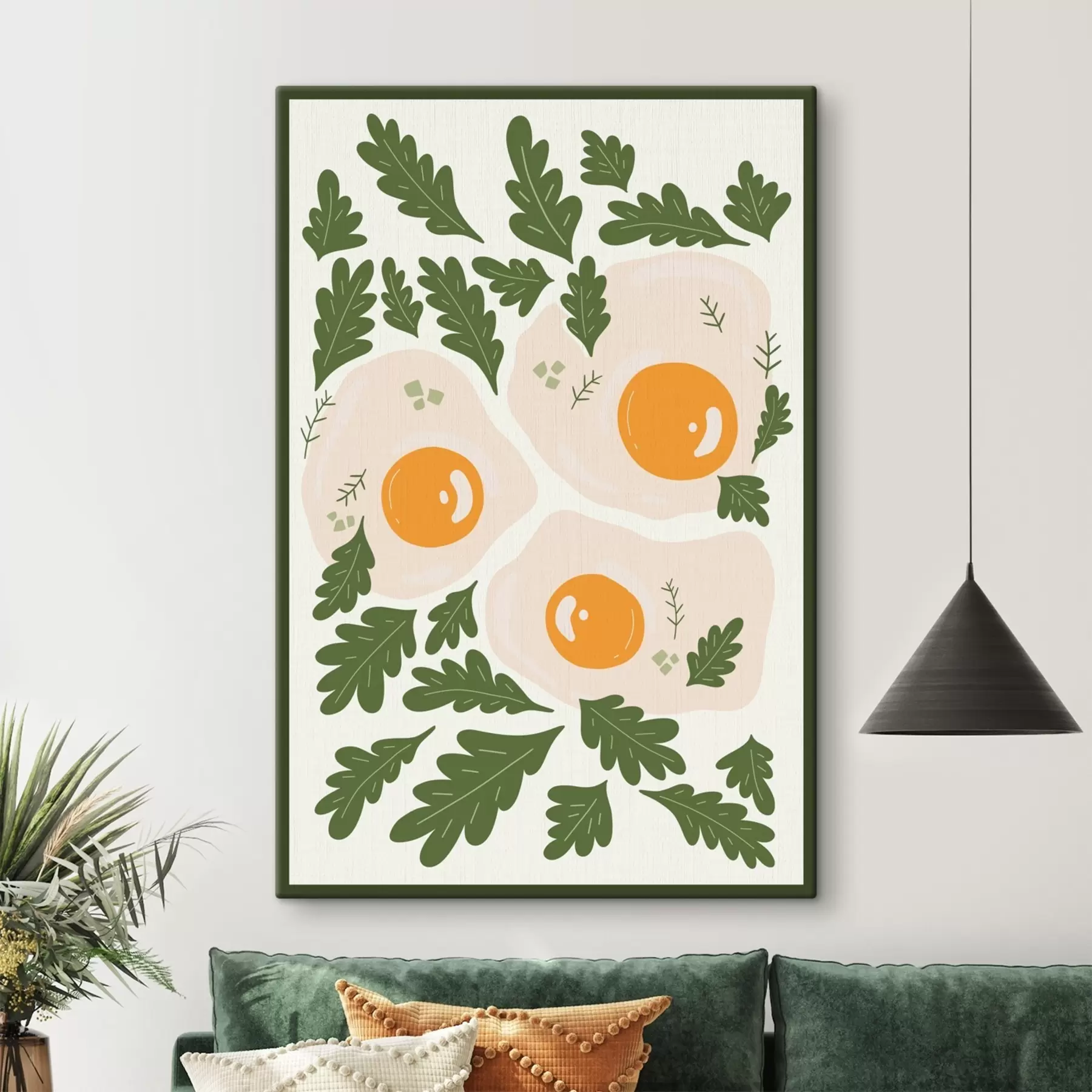  Schilderijen Een afbeelding van eieren en bladeren s36860