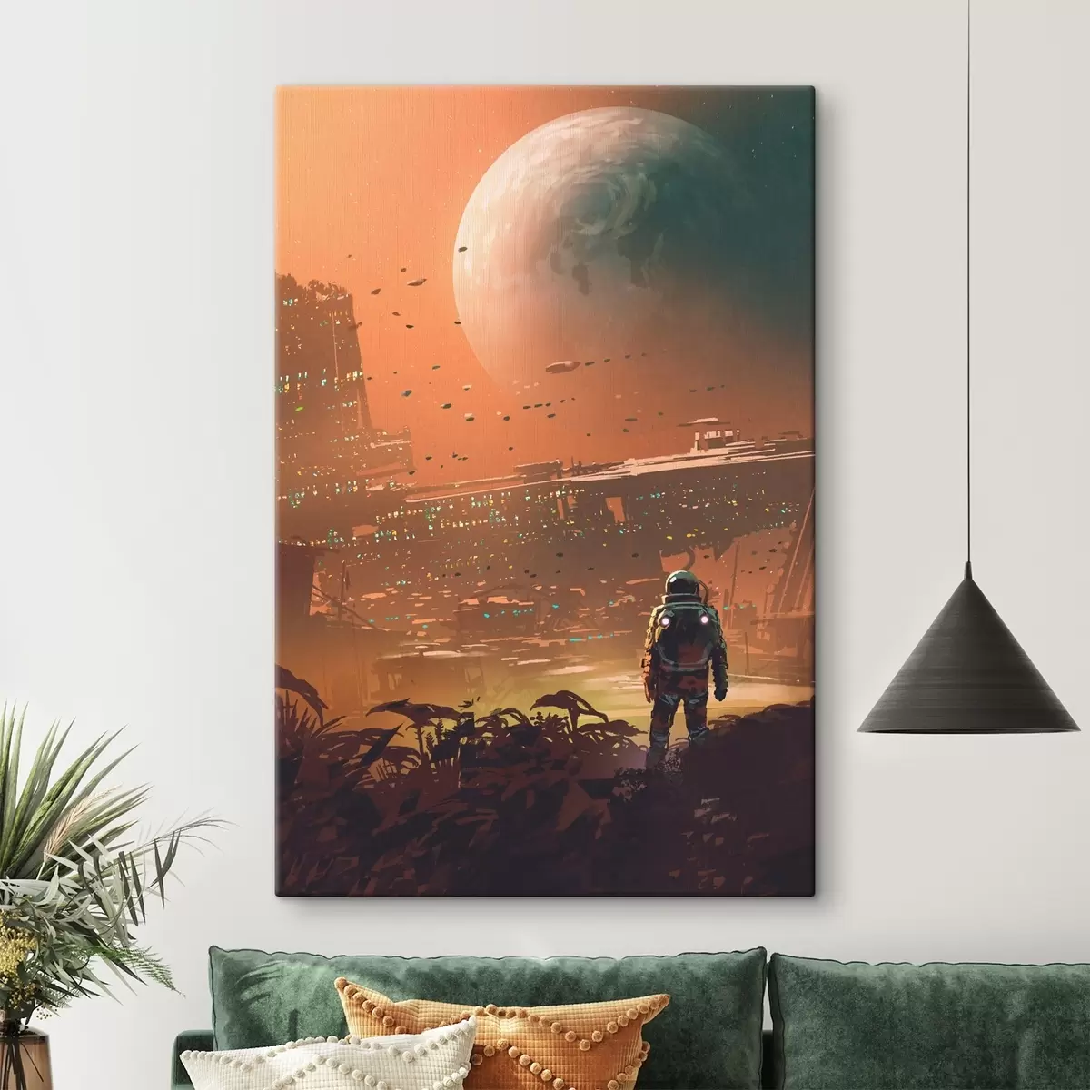  Peintures Un astronaute marchant dans une ville s37083