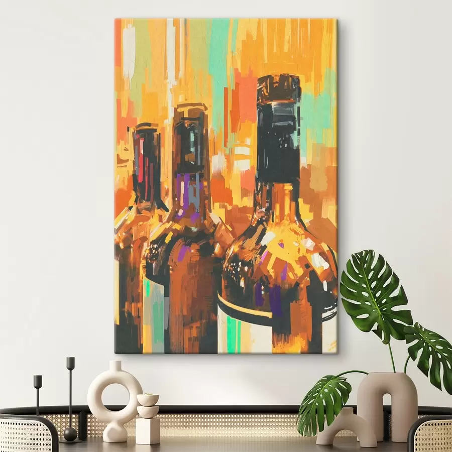  Peintures Groupe de bouteilles sur fond coloré s37086