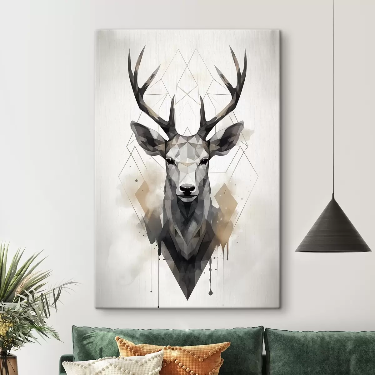  Peintures Un cerf avec des bois et un motif géométrique s37256