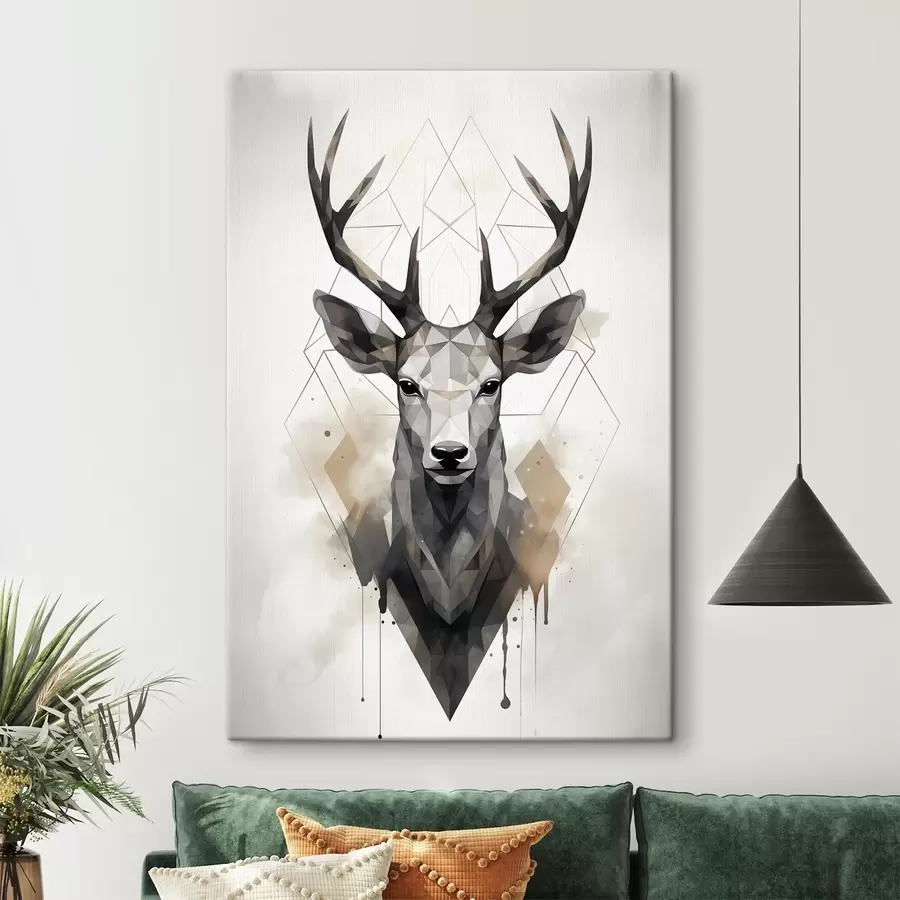  Peintures Un cerf avec des bois et un motif géométrique s37256