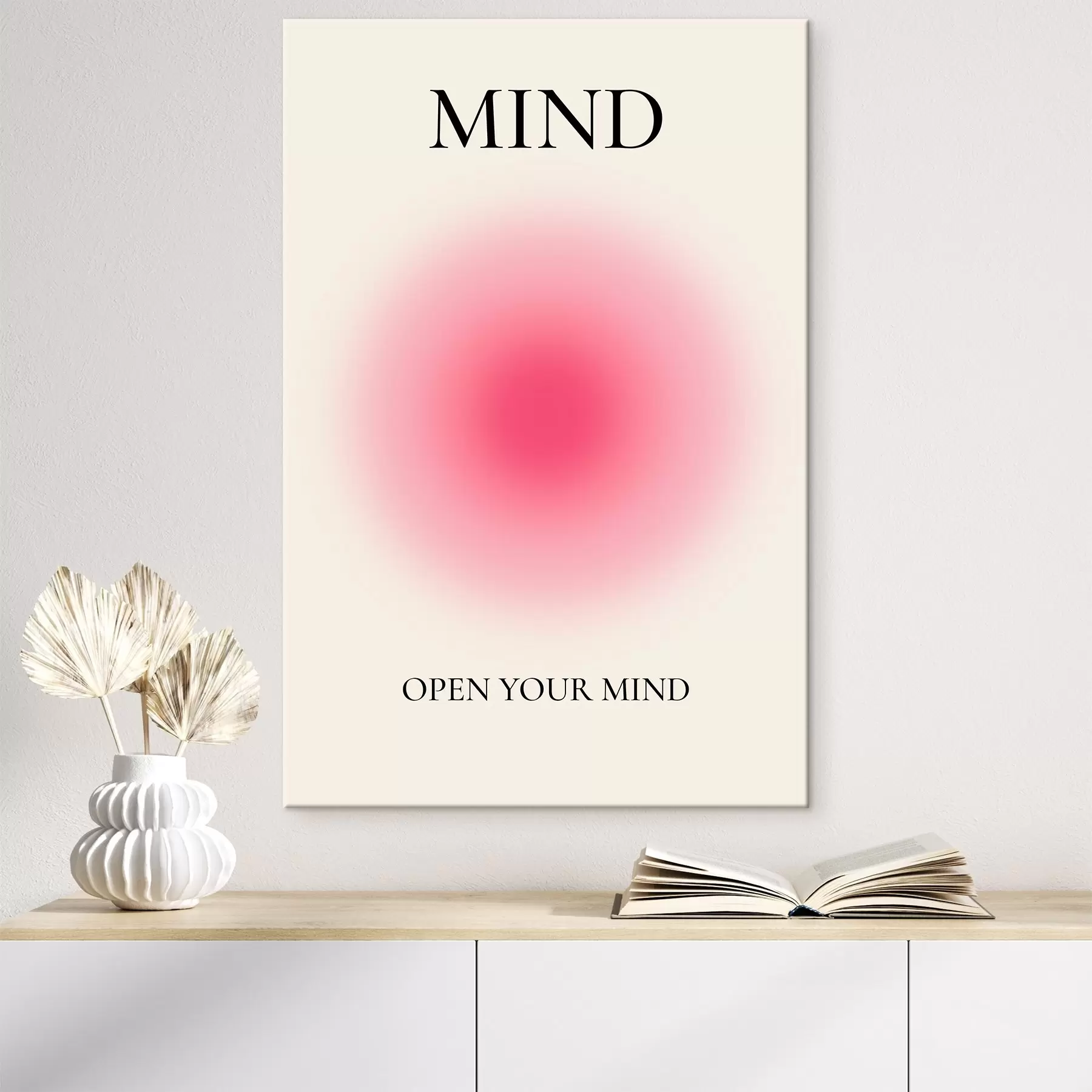 Fotobehang Een roze cirkel op een witte achtergrond s37347