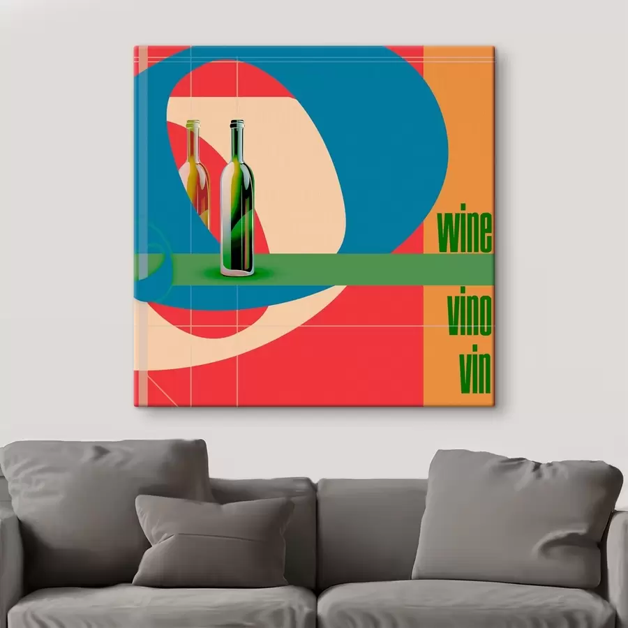  Peintures Une bouteille de vin sur un fond coloré s37639