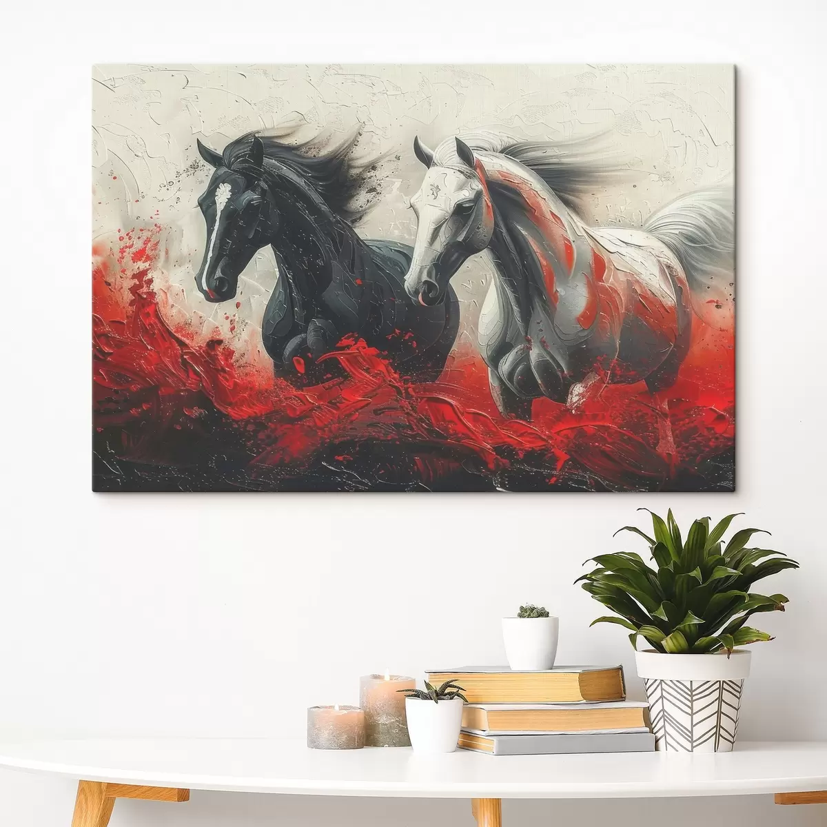  Peintures Peinture de chevaux courant avec de la peinture rouge s37769