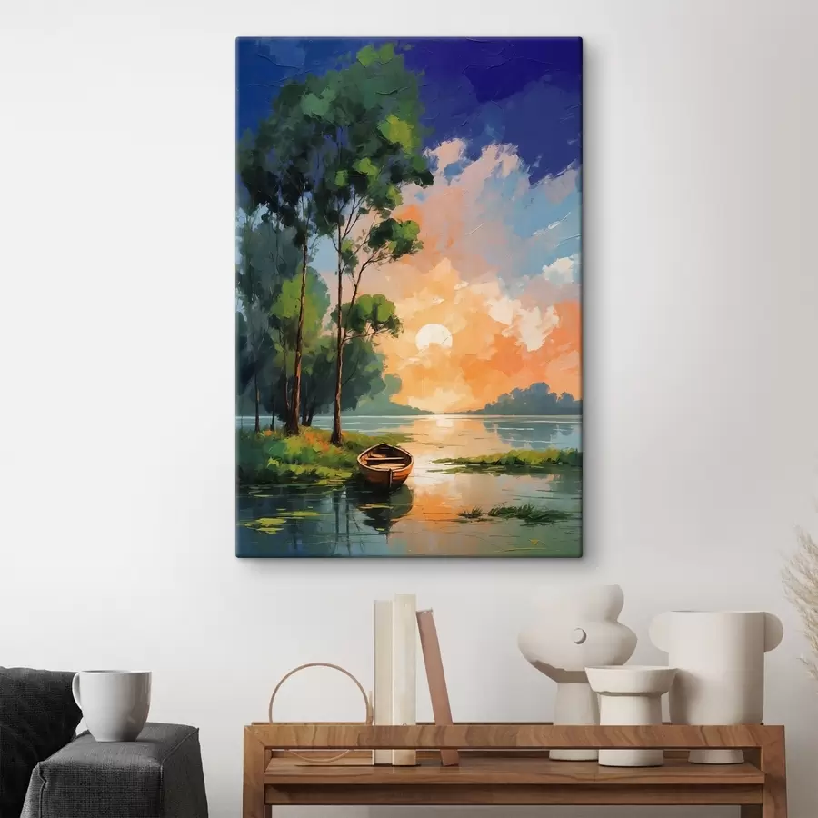  Peintures Peinture d'un bateau sur un lac s37801