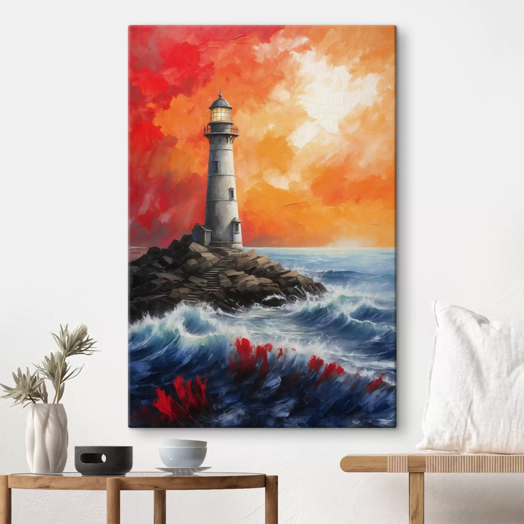  Peintures Un phare sur une île rocheuse s37808