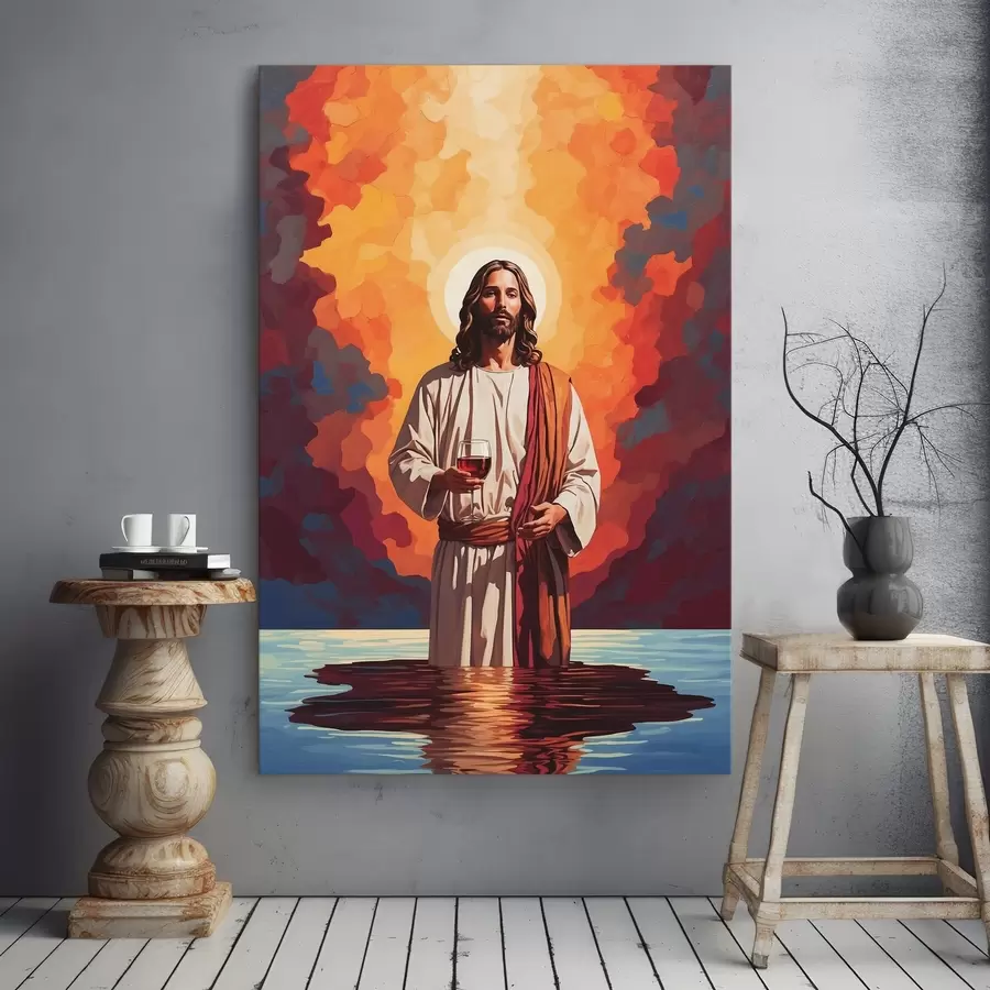  Peintures Peinture d'un homme tenant un verre de vin s38125