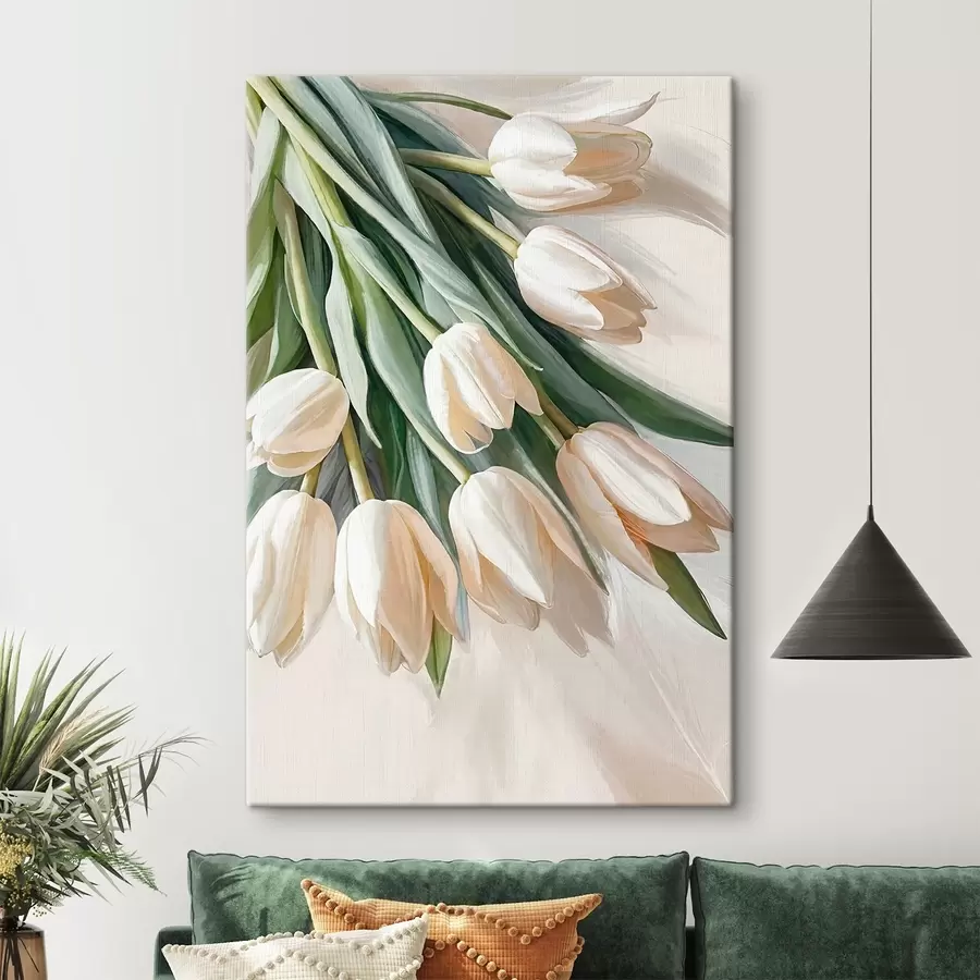  Peintures Gros plan sur des tulipes blanches s38271