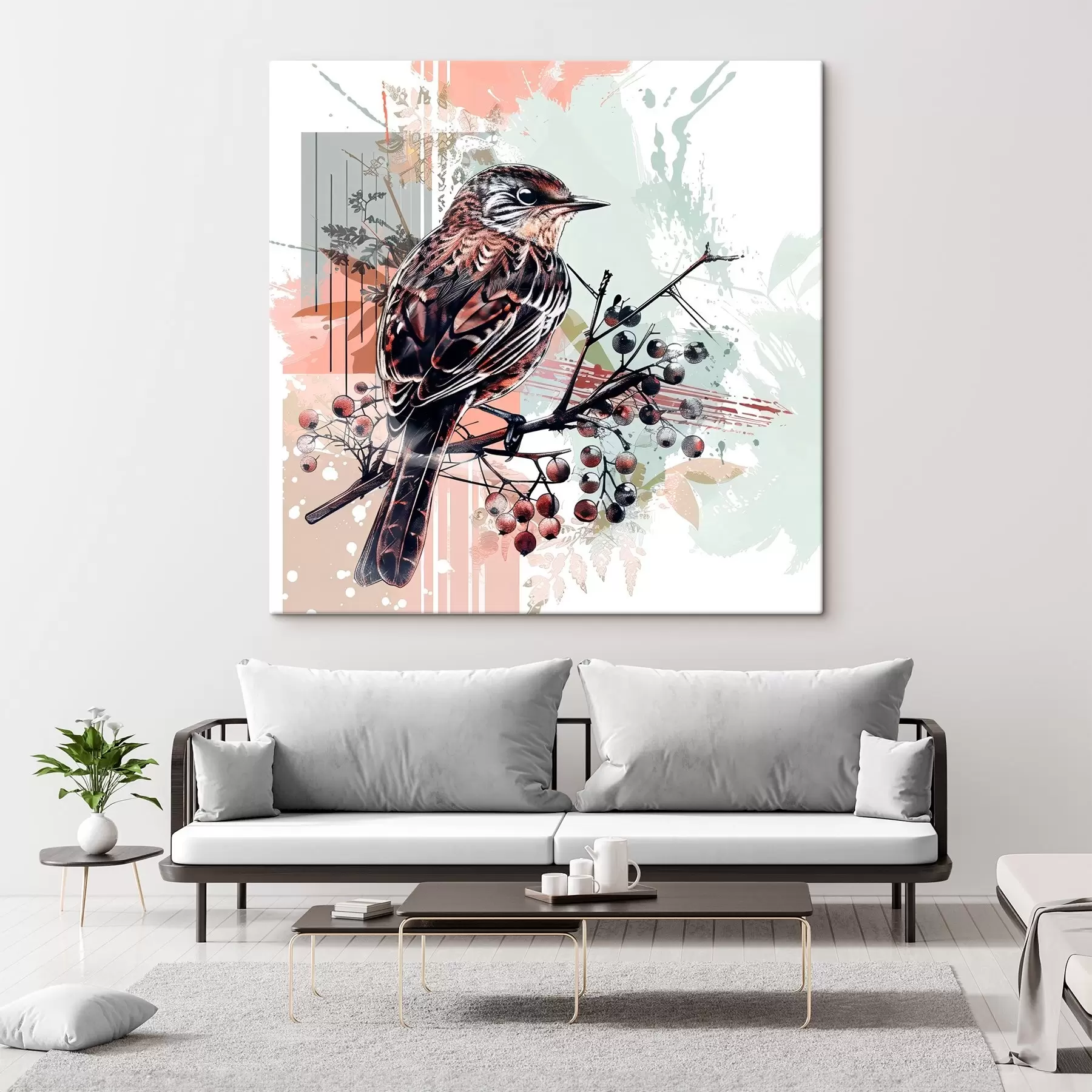 Fotobehang Een vogel op een tak s38273