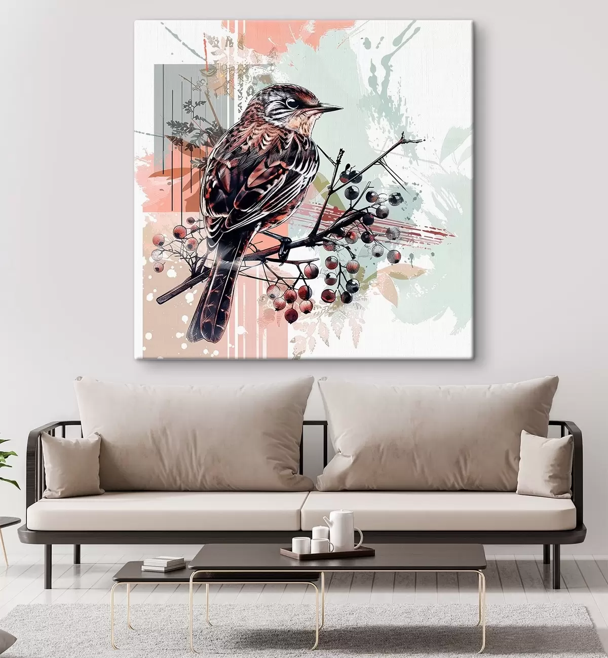  Schilderijen Een vogel op een tak s38273