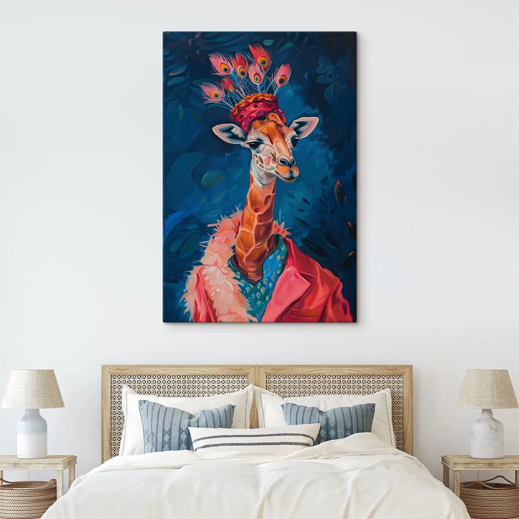Fotobehang Een giraffe met een hoed op s38377