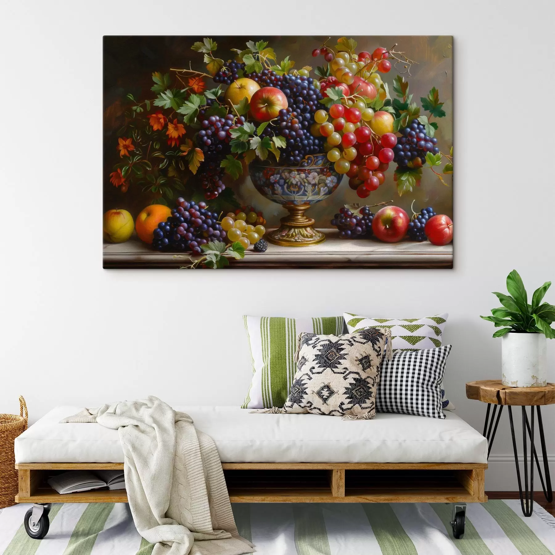  Schilderijen Een schilderij van fruit in een vaas s38468