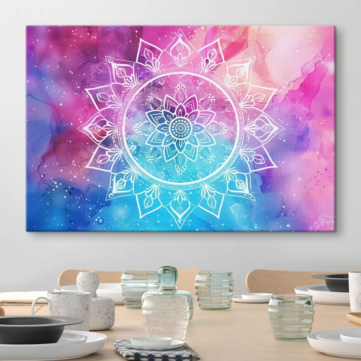  Peintures Un mandala blanc sur fond coloré s38529