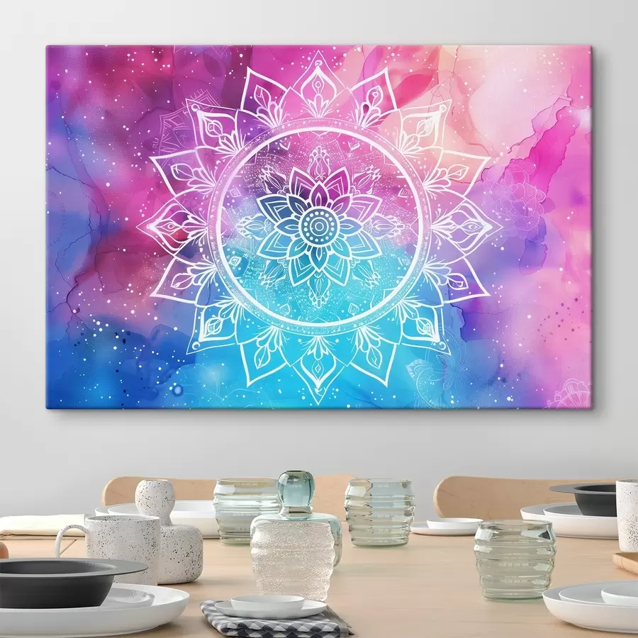 Papier peint photo Un mandala blanc sur fond coloré s38529