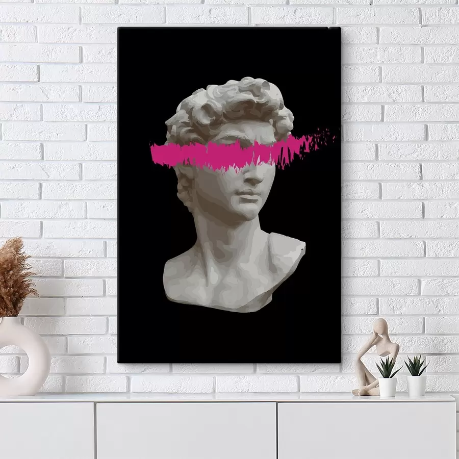  Peintures Une statue d'un homme avec une ligne rose s38560