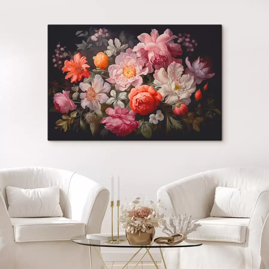  Peintures Peinture de fleurs sur fond noir s38721