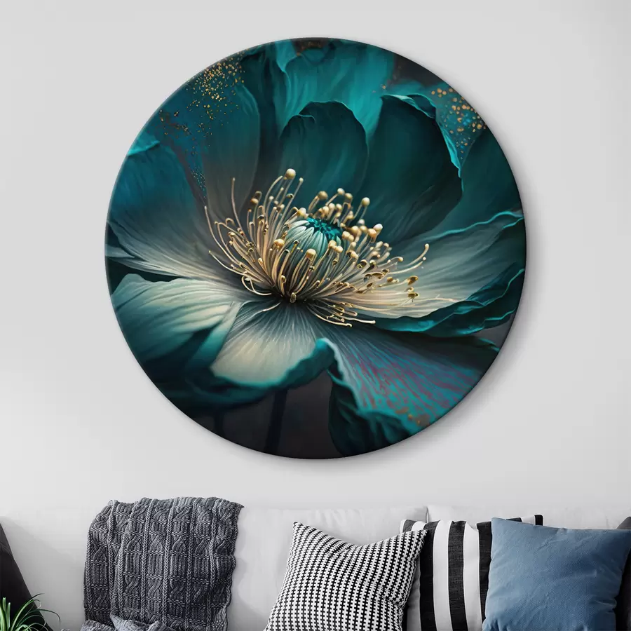  Schilderijen Turquoise bloem close-up foto r34854