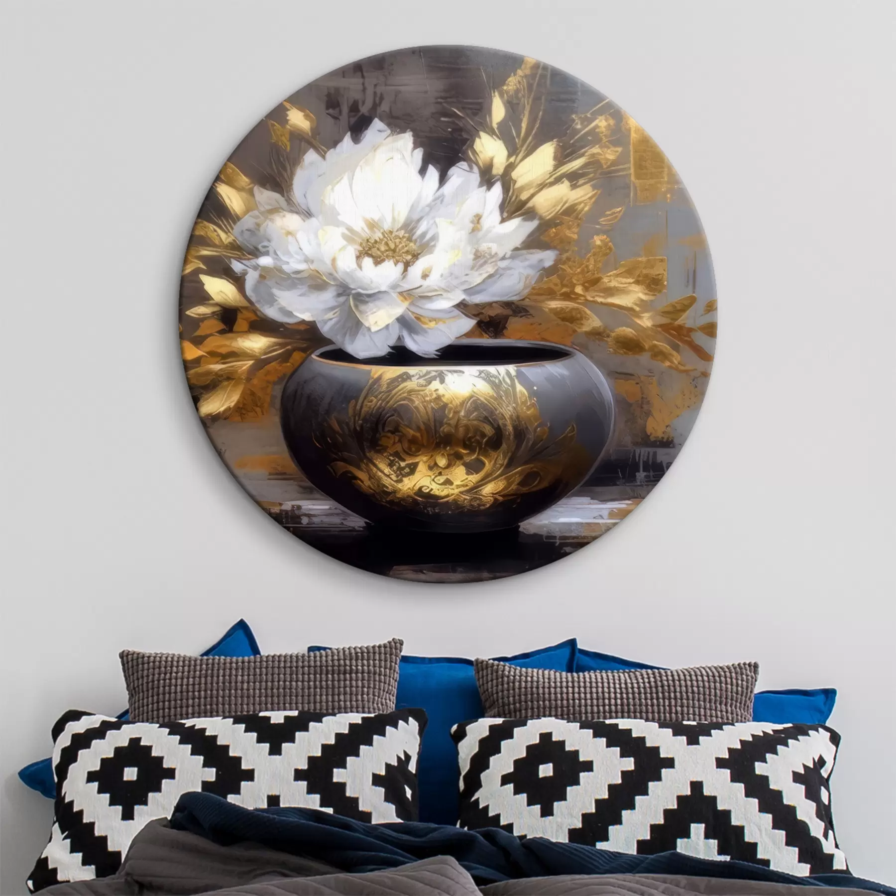  Peintures Grand vase avec une énorme fleur blanche r35388