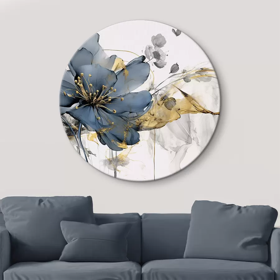  Schilderijen Blauwe doorschijnende tere bloem met een vleugje verf r35527