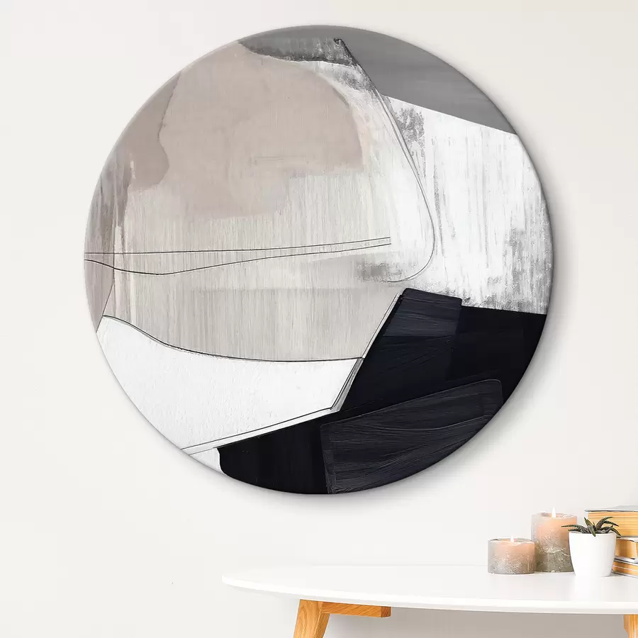  Schilderijen Abstracte kunst in zwart-wit tinten r36039