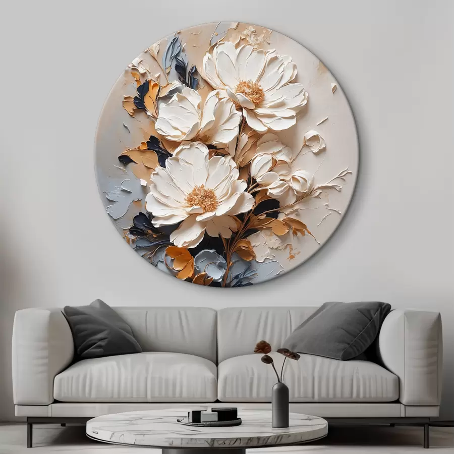  Schilderijen Witte bloemen in olie r37327