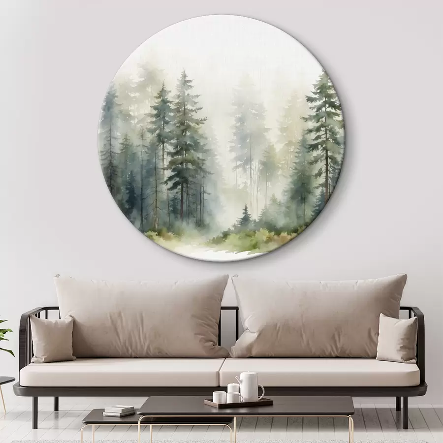  Schilderijen Naaldbos in de mist r37337