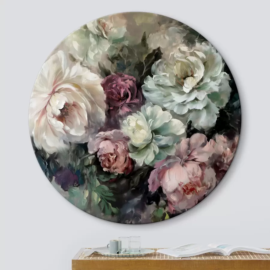  Schilderijen Een stapel kleurrijke pioenrozen r38646