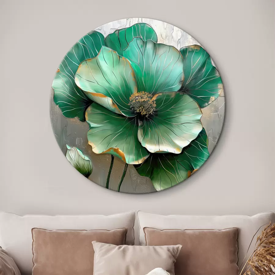  Schilderijen Grote bloem in groene kleur r39013