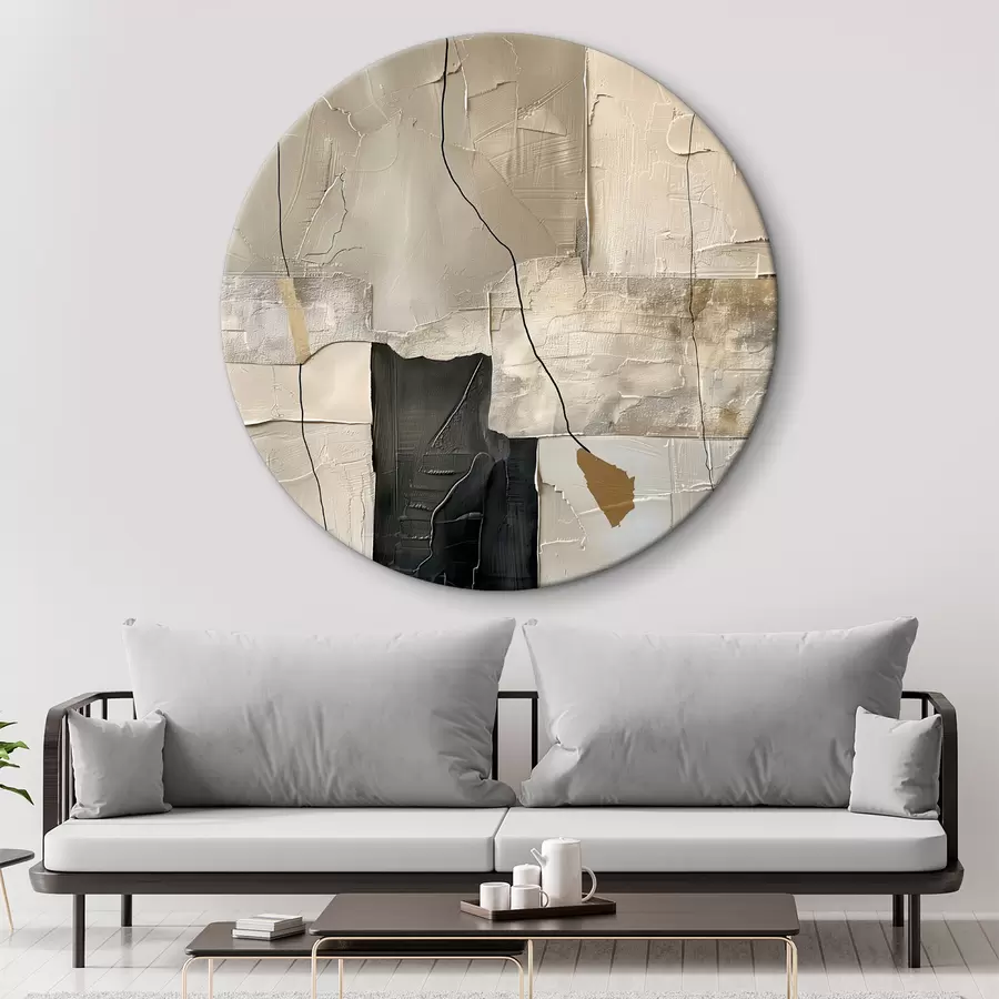  Schilderijen Geometrische abstractie in beige en zwart r39016
