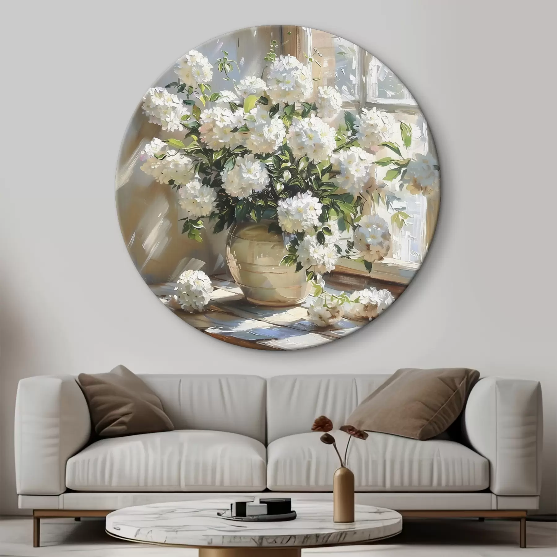  Schilderijen Een prachtig boeket staat op de vensterbank r39779