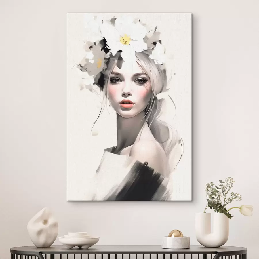  Schilderijen Model meisje met bloemen in haar haar s41321