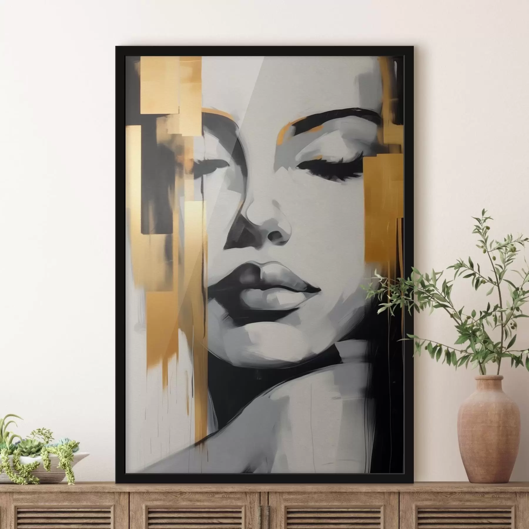 Fotobehang Meisje gezicht abstractie moderne stijl f41328