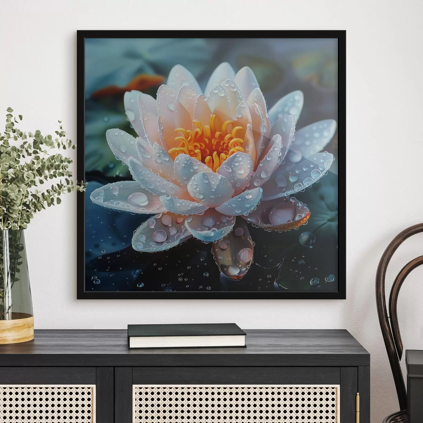 Fotobehang Lotusbloem met dauwdruppels f41433