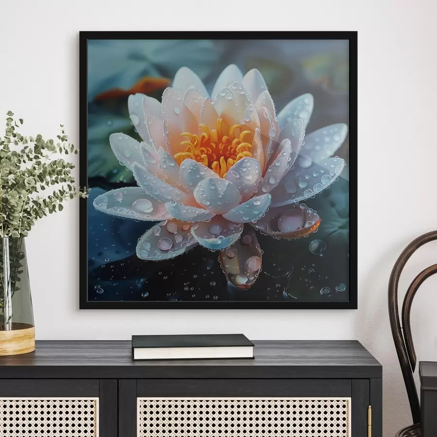 Fotobehang Lotusbloem met dauwdruppels f41433