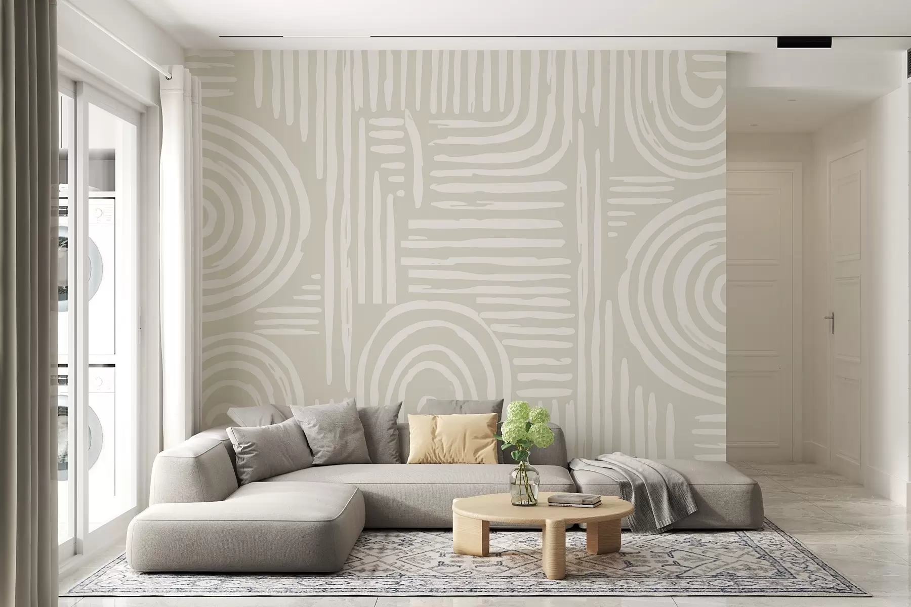 Fotobehang Boho-ontwerp in zachte kleuren w01919