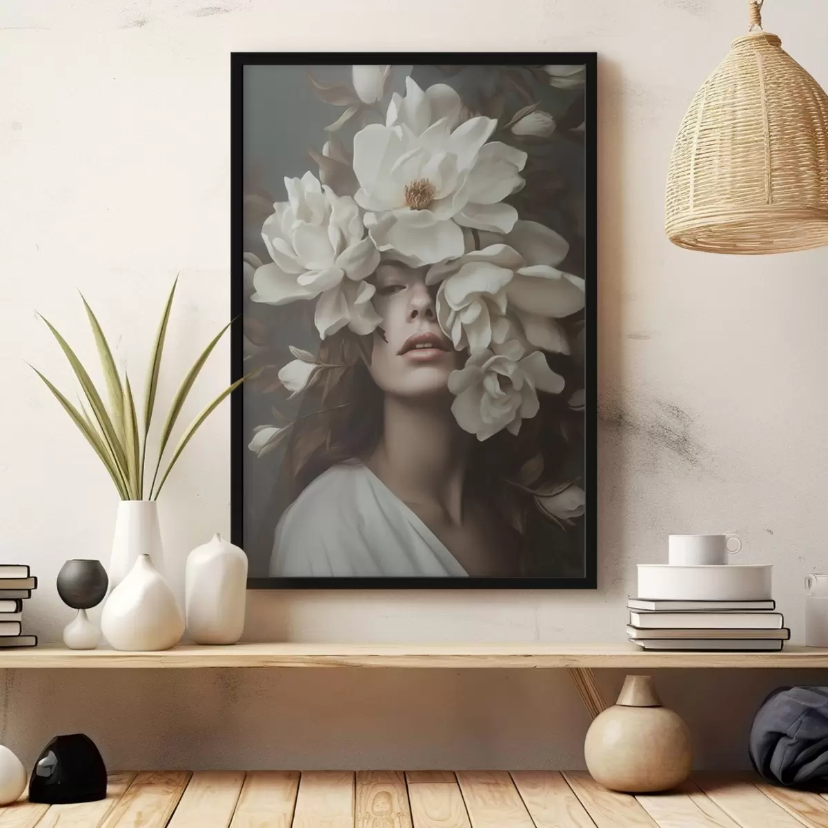 Affiche Fille avec des fleurs f41194