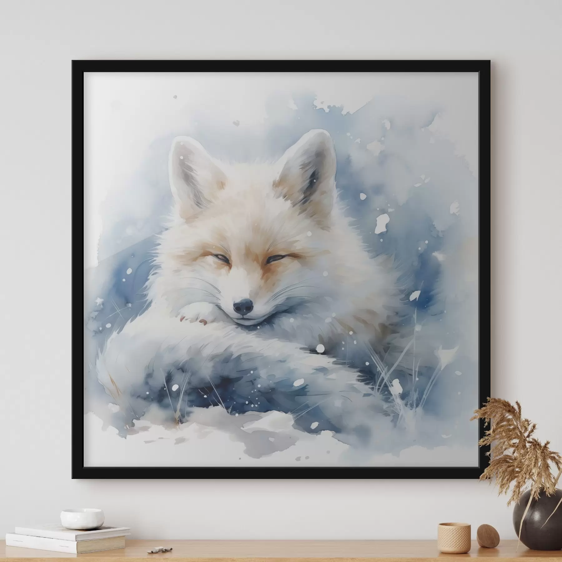  Peintures Renard dans la neige imitation d'une illustration aquarelle f41436