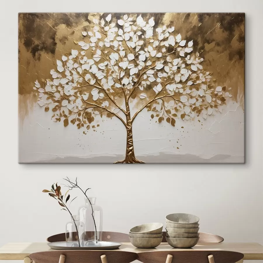  Peintures Arbre sur fond blanc et jaune s41307