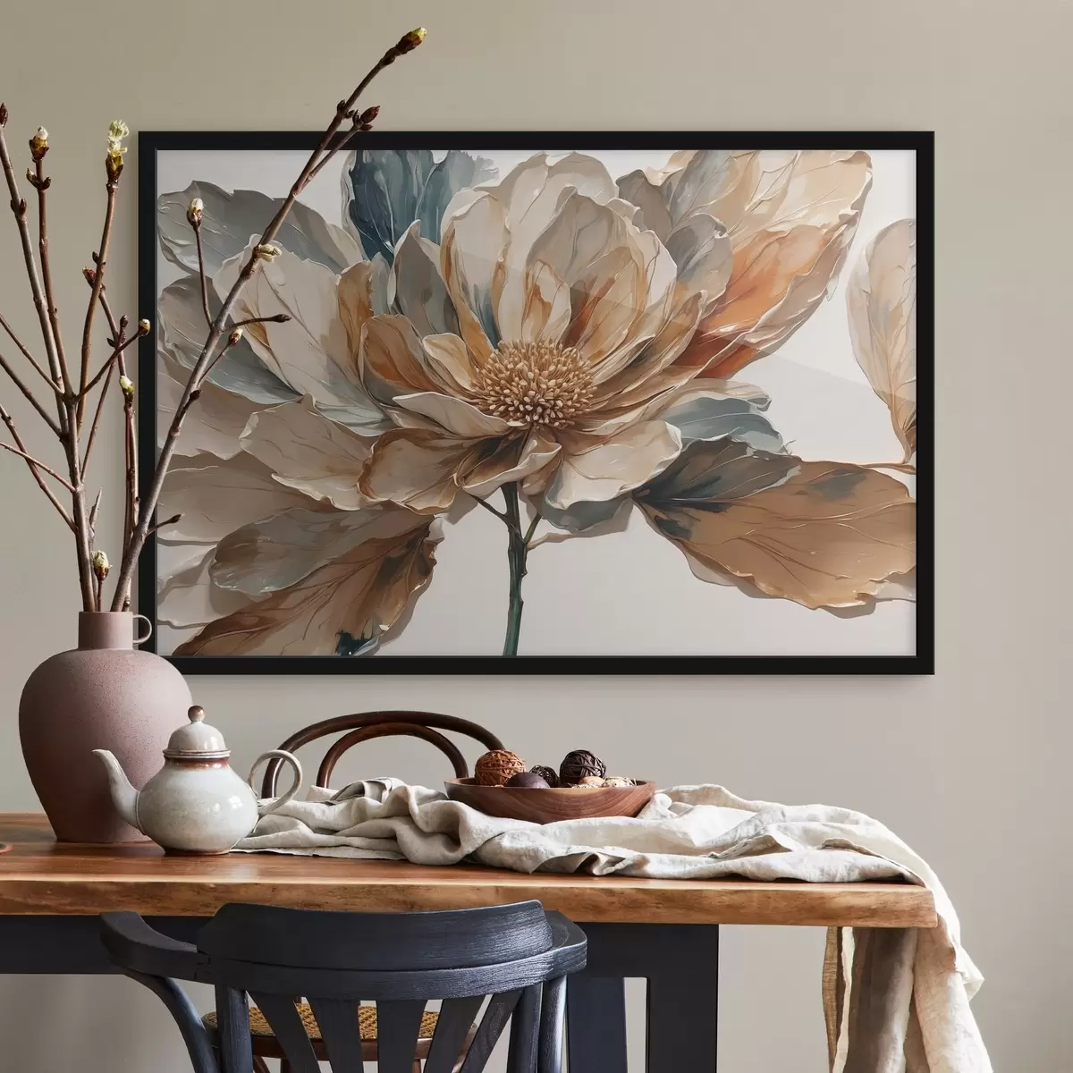 Poster Acryl bloem op witte achtergrond f41293