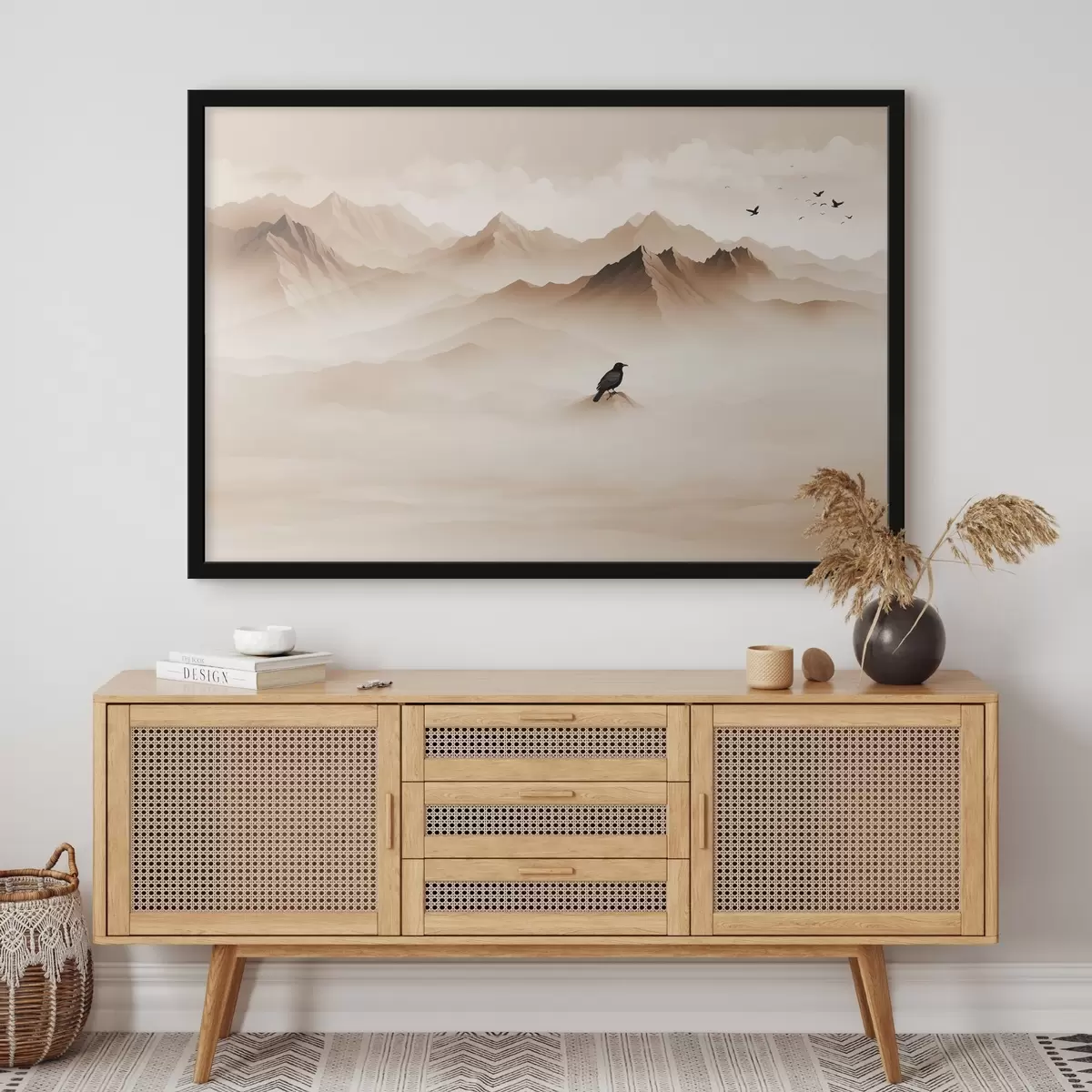 Poster Bergen in mist in vectorafbeelding f41295