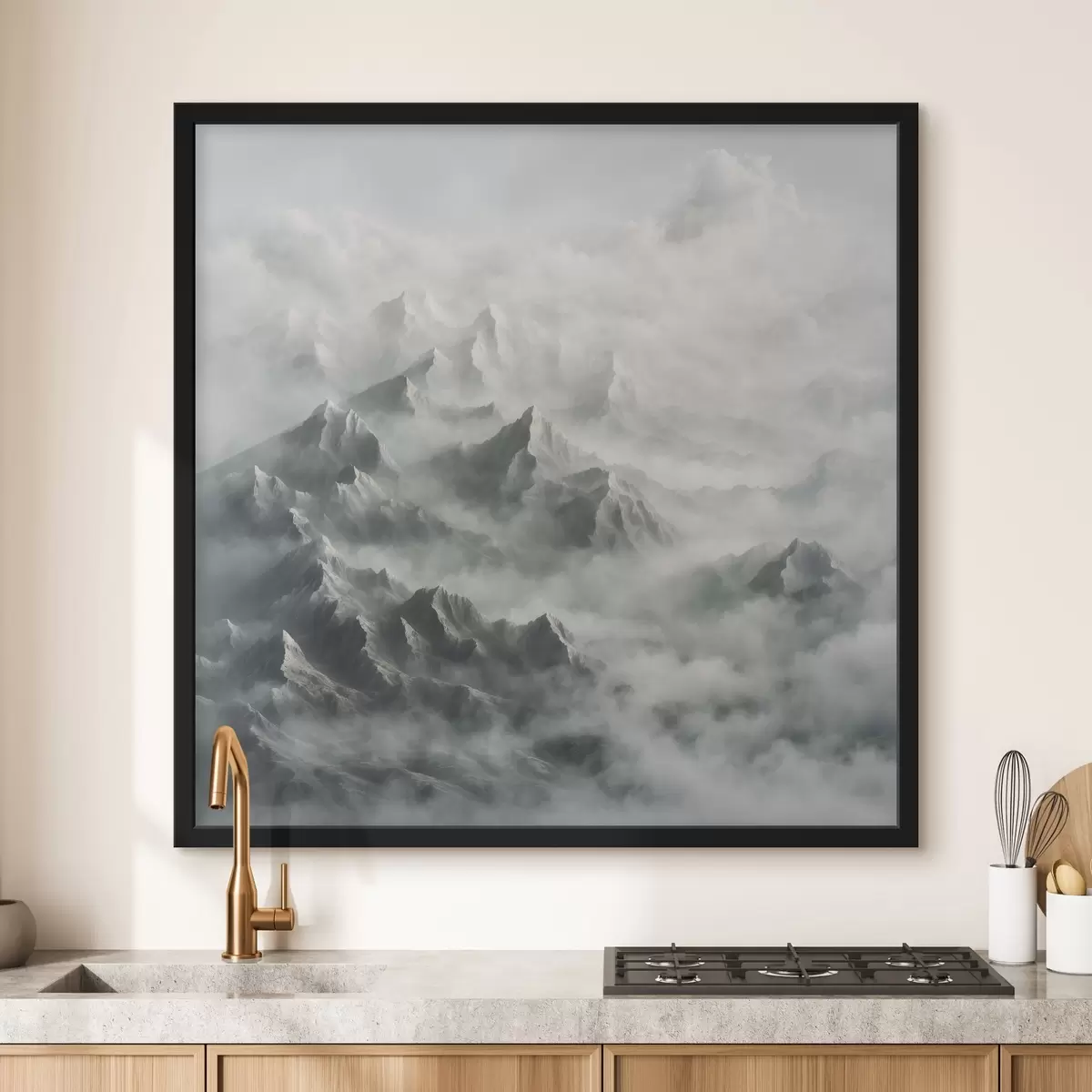 Affiche Montagnes enneigées dans le brouillard f41301