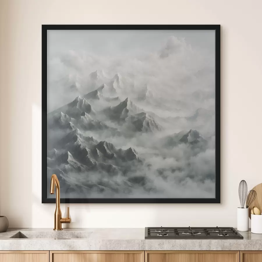 Papier peint photo Montagnes enneigées dans le brouillard f41301