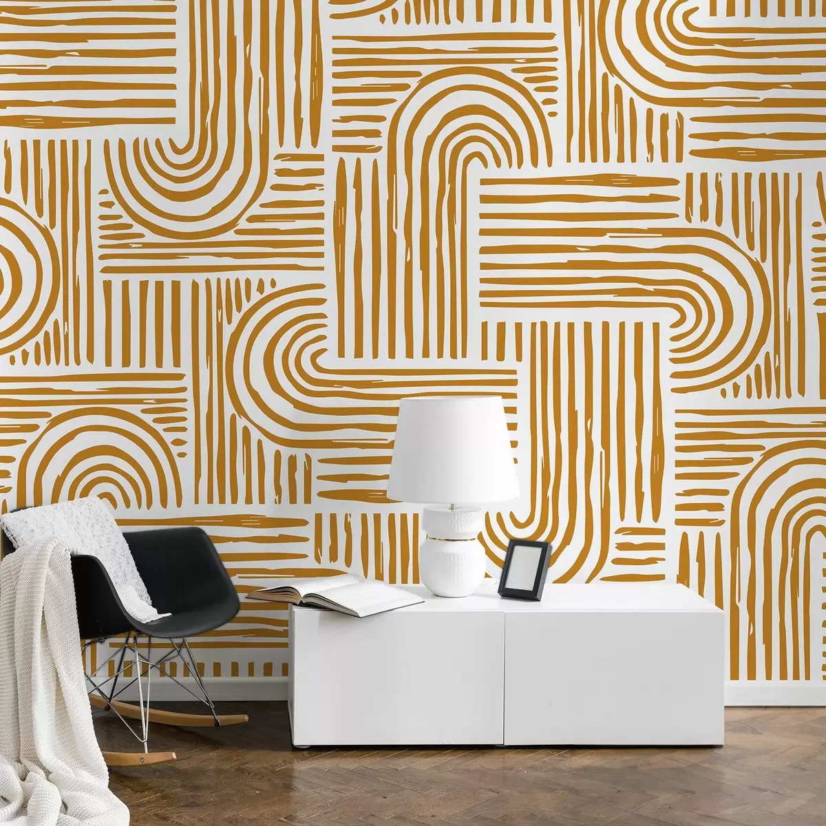 Fotobehang Abstracte lijnen en curven patroonontwerp u99089v3