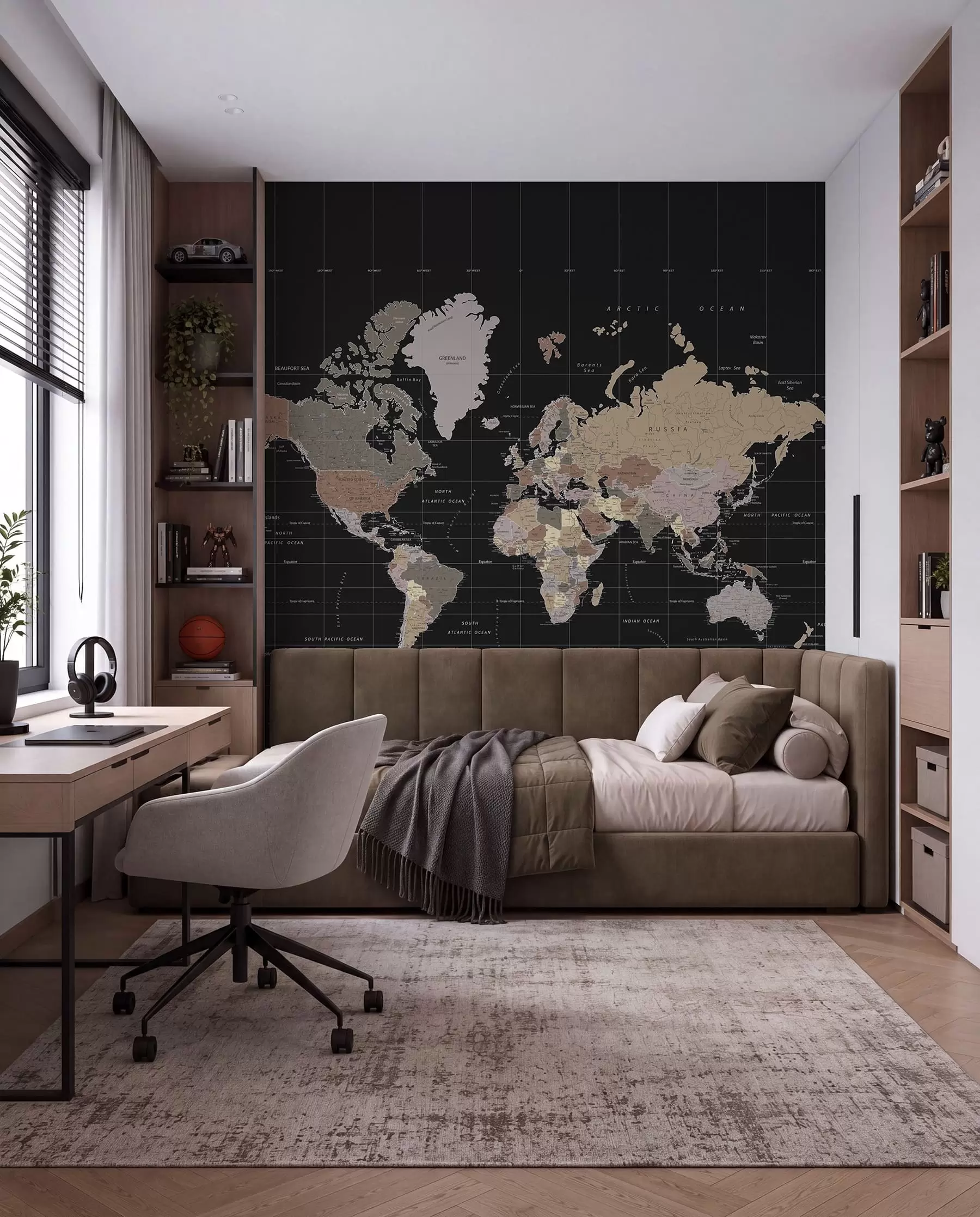 Papier peint photo Carte du monde avec les contours de divers pays u99477d1
