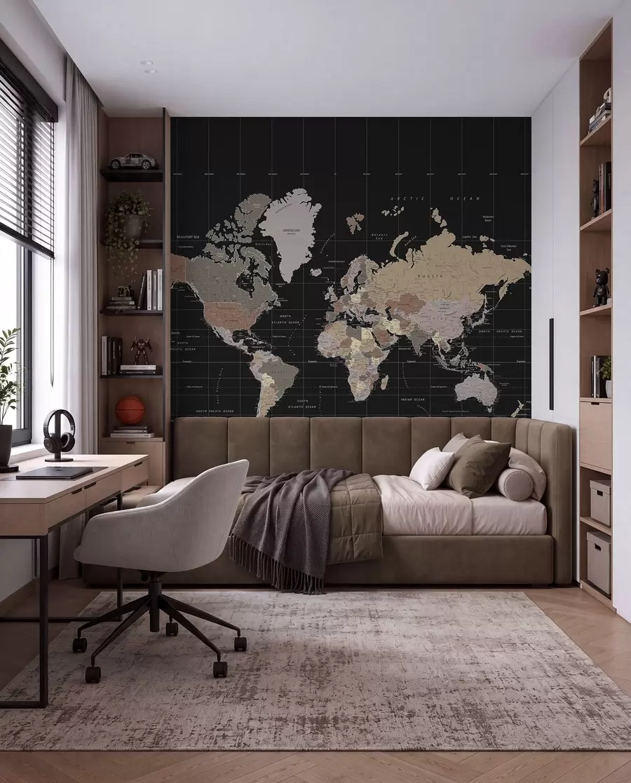 Papier peint photo Carte du monde avec les contours de divers pays u99477d1