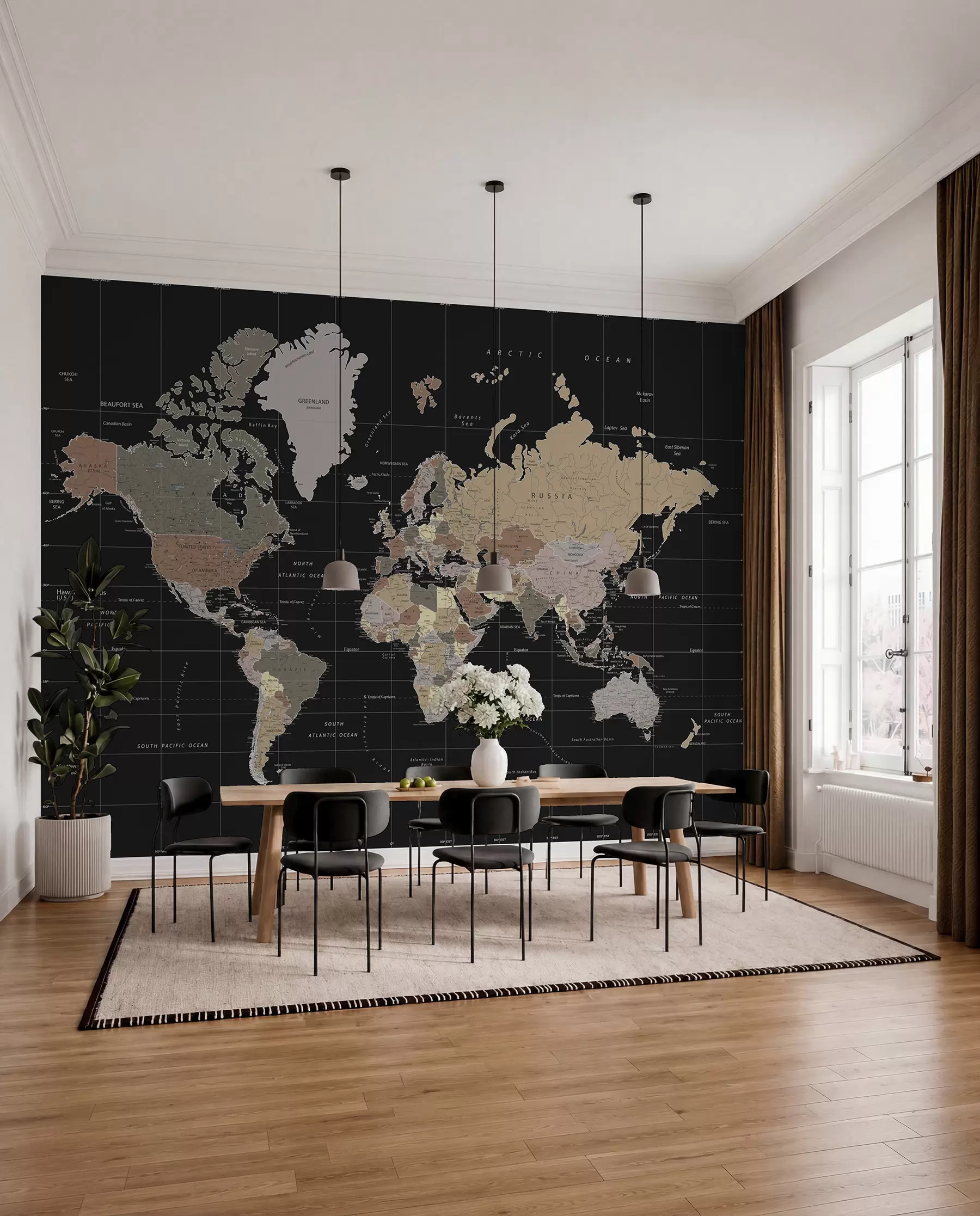 Papier peint photo Carte du monde avec les contours de divers pays u99477d1