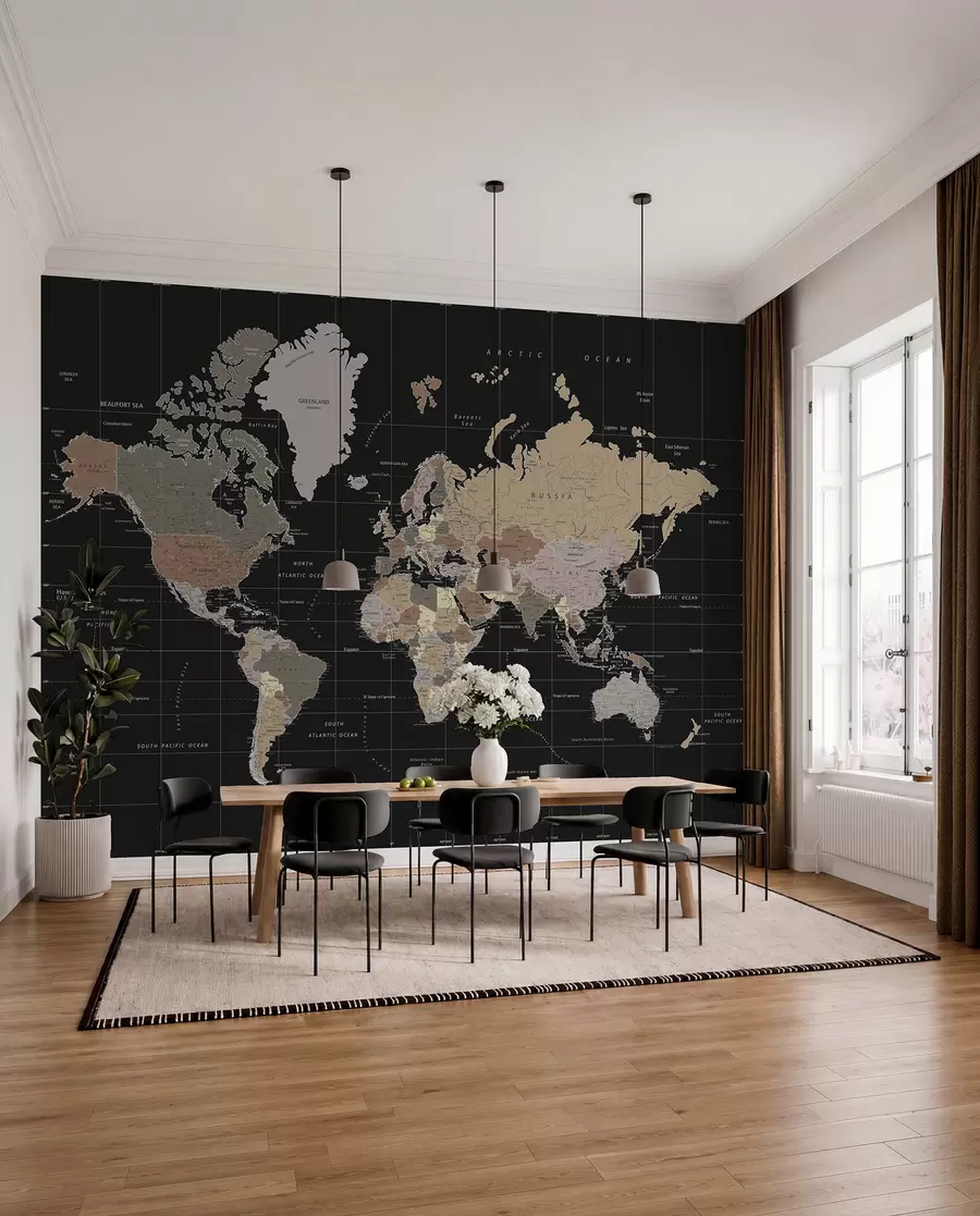 Papier peint photo Carte du monde avec les contours de divers pays u99477d1